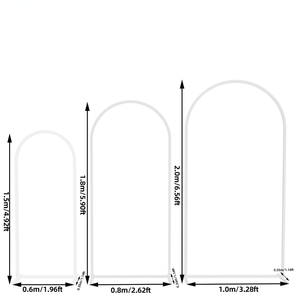Set of 3 Wedding Metal Backdrop Arch Balloon Frame