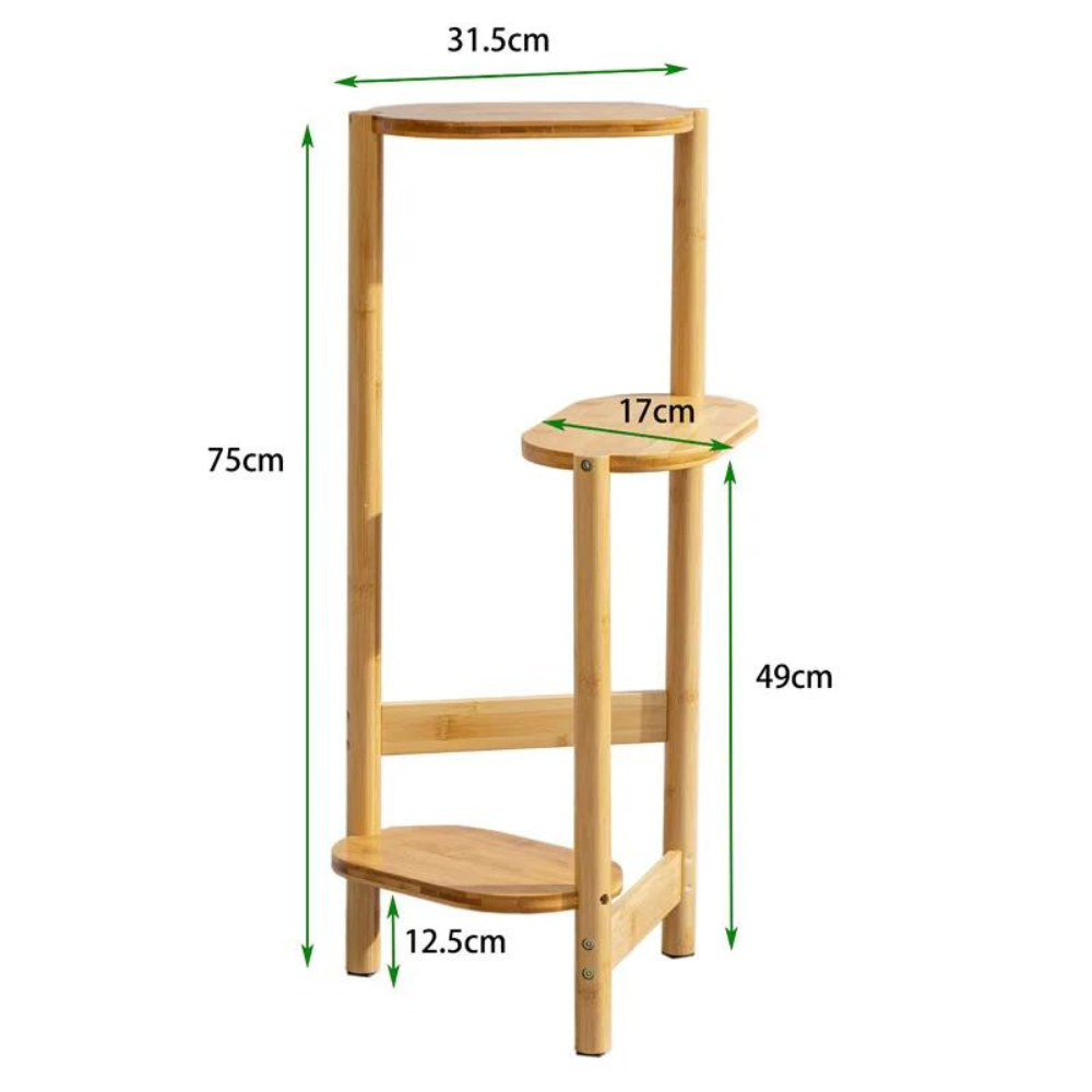 3 Tier Bamboo Tall Corner Plant Rack Planter Stand Flower Pot Holder