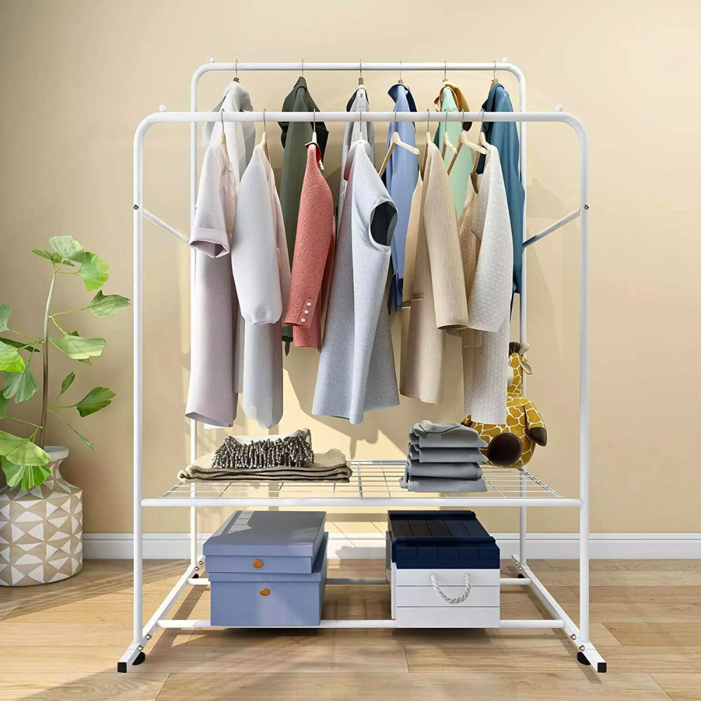 Heavy Duty Rolling Garment Rack Cloth Hanger and Shoes Organizer