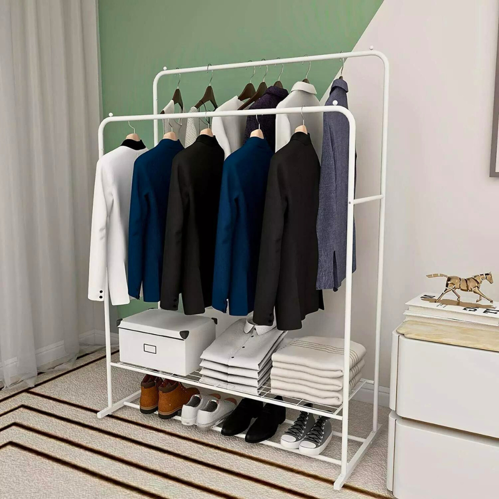Heavy Duty Rolling Garment Rack Cloth Hanger and Shoes Organizer