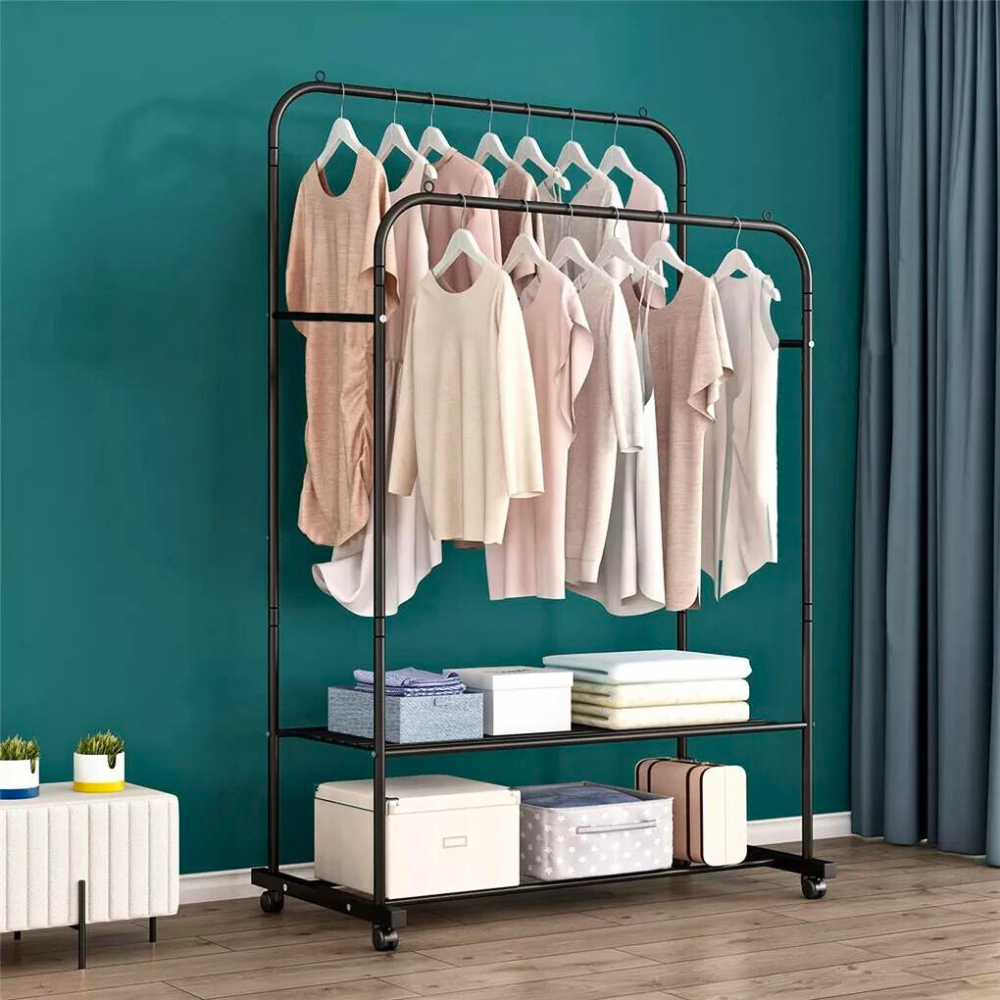 Heavy Duty Rolling Garment Rack Cloth Hanger and Shoes Organizer