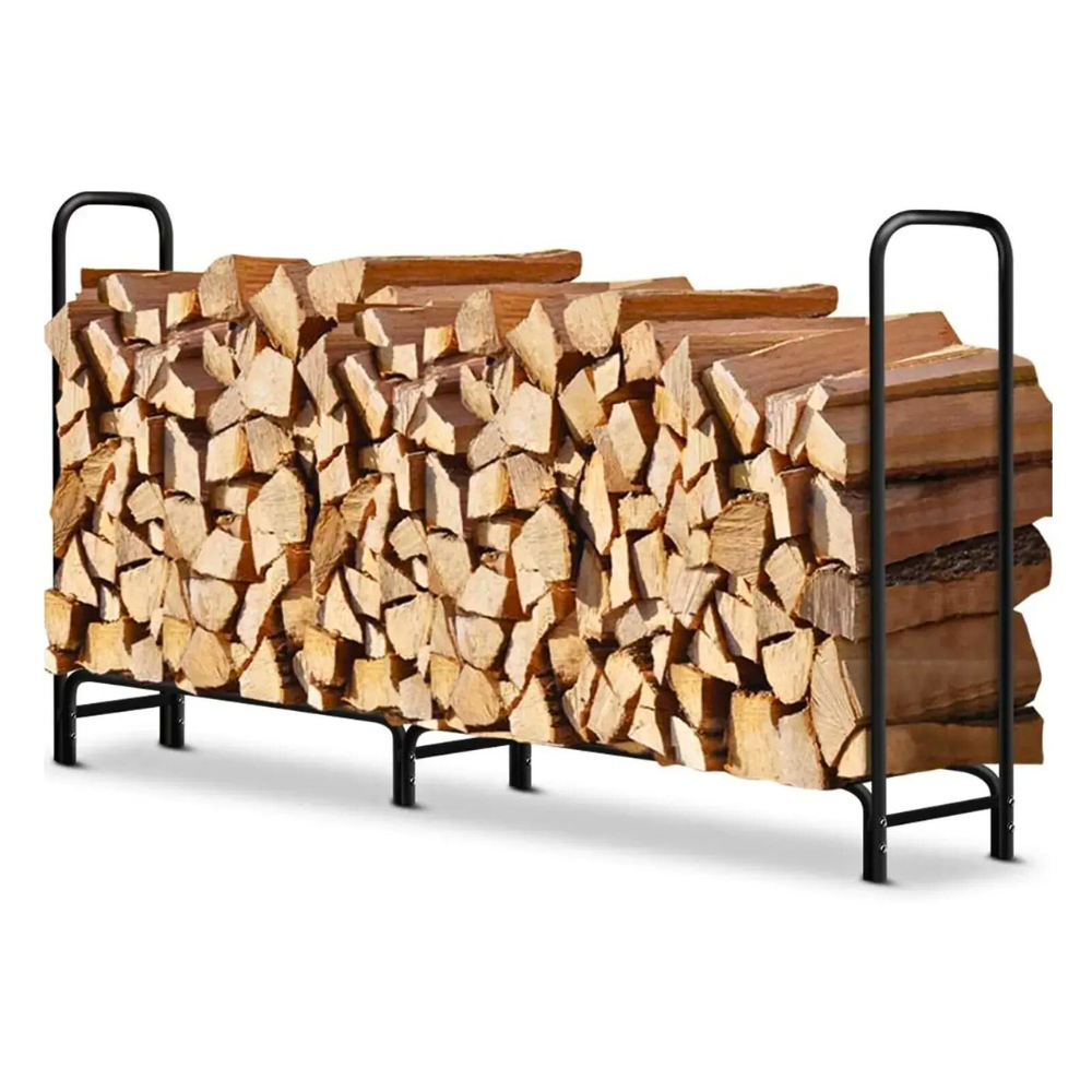 8ft Metal Firewood Rack Adjustable Outdoor Wood Stacker