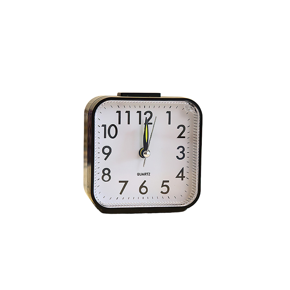 Mini Square Silent Alarm Clocks Non-ticking Analog Quartz Clock with LED - Battery Power