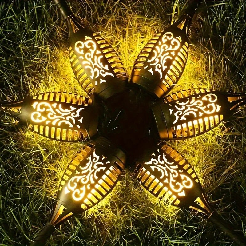 12LED Solar Flame Torch Light Flickering Floor Lamp