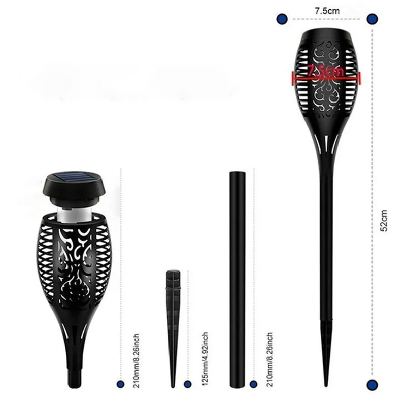 12LED Solar Flame Torch Light Flickering Floor Lamp