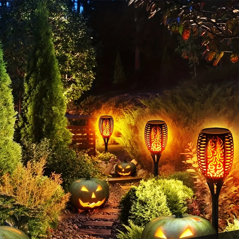 12LED Solar Flame Torch Light Flickering Floor Lamp