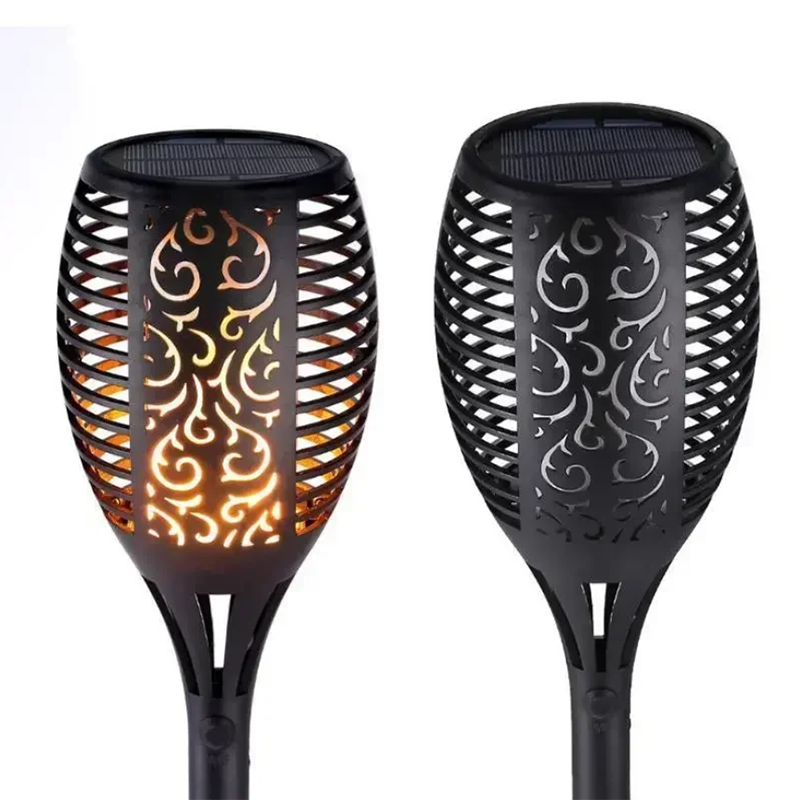 12LED Solar Flame Torch Light Flickering Floor Lamp