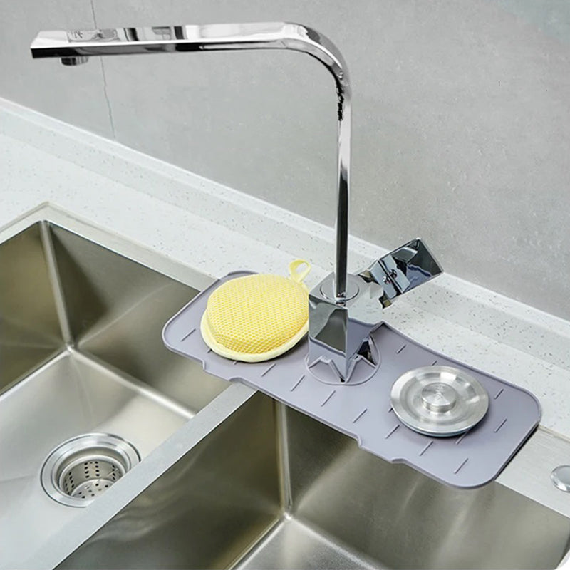 Silicone Faucet Handle Drip Catcher Tray Mat Dish Soap Sponge Holder