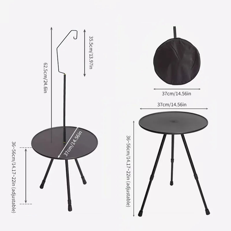 Ultralight Portable Folding Table Camping Round Table with Optional Light Stand