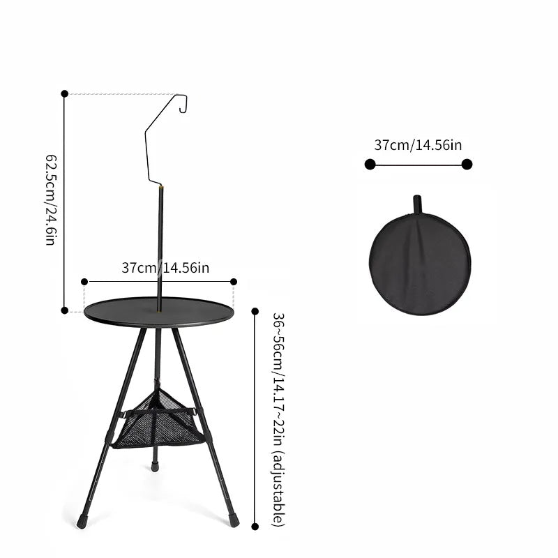 Ultralight Portable Folding Table Camping Round Table with Optional Light Stand