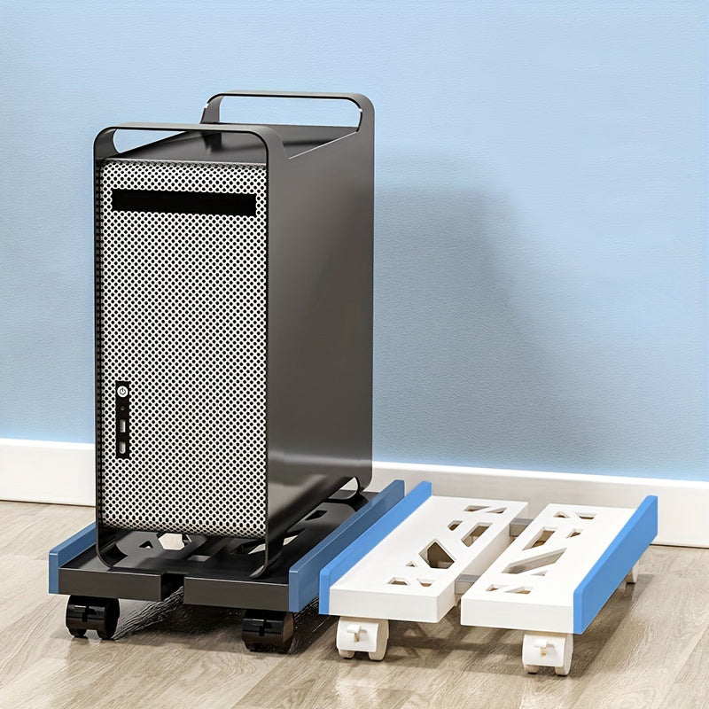 Ventilated Computer Tower Stand Mobile PC Tower Stand with 4 Caster Wheels