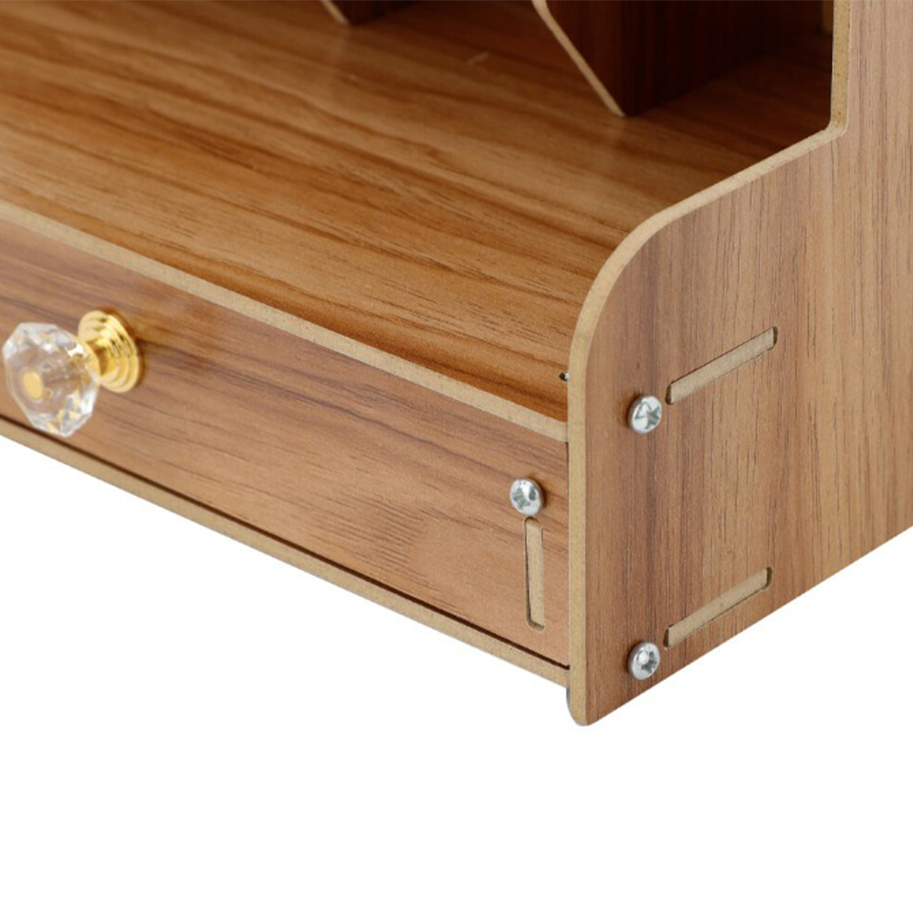 Wooden Desk Organizer Student Stationery Storage Box