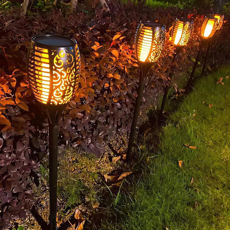 12LED Solar Flame Torch Light Flickering Floor Lamp