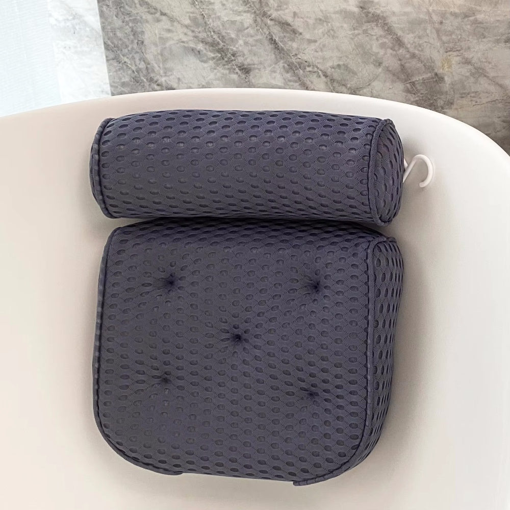 Non-Slip Suction Cups Air Mesh Bathtub Pillow Support Neck, Head and Back
