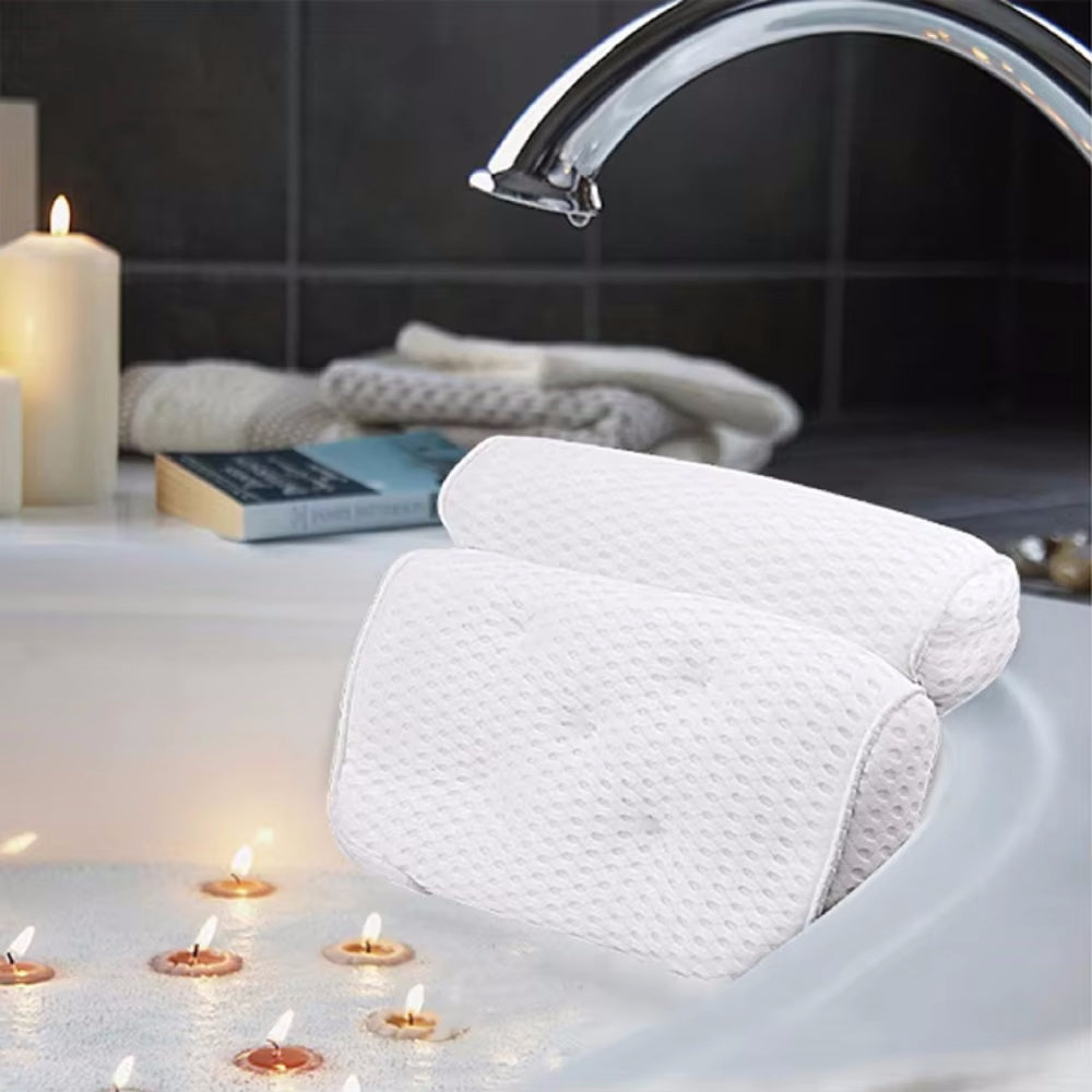Non-Slip Suction Cups Air Mesh Bathtub Pillow Support Neck, Head and Back