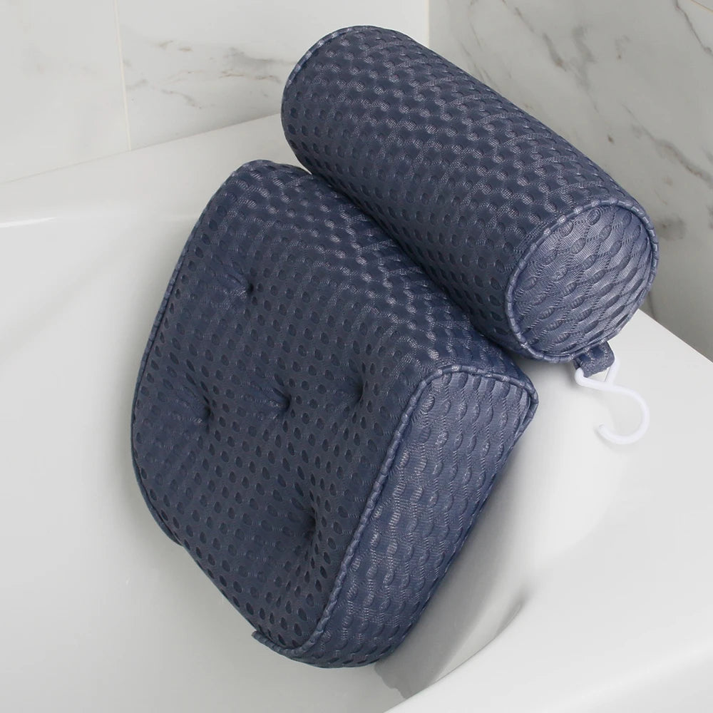 Non-Slip Suction Cups Air Mesh Bathtub Pillow Support Neck, Head and Back