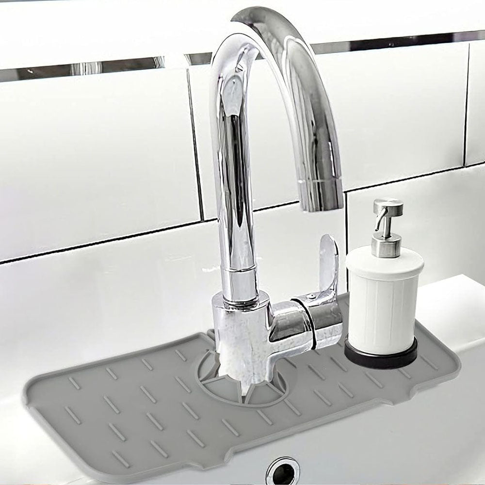 Silicone Faucet Handle Drip Catcher Tray Mat Dish Soap Sponge Holder