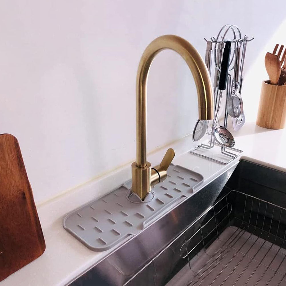 Silicone Faucet Handle Drip Catcher Tray Mat Dish Soap Sponge Holder