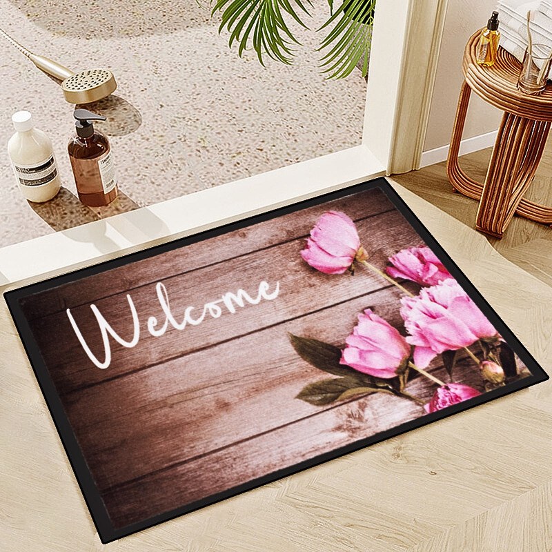 40x60cm 3D Wood Grain Flower Floor Mat Entrance Door Mat