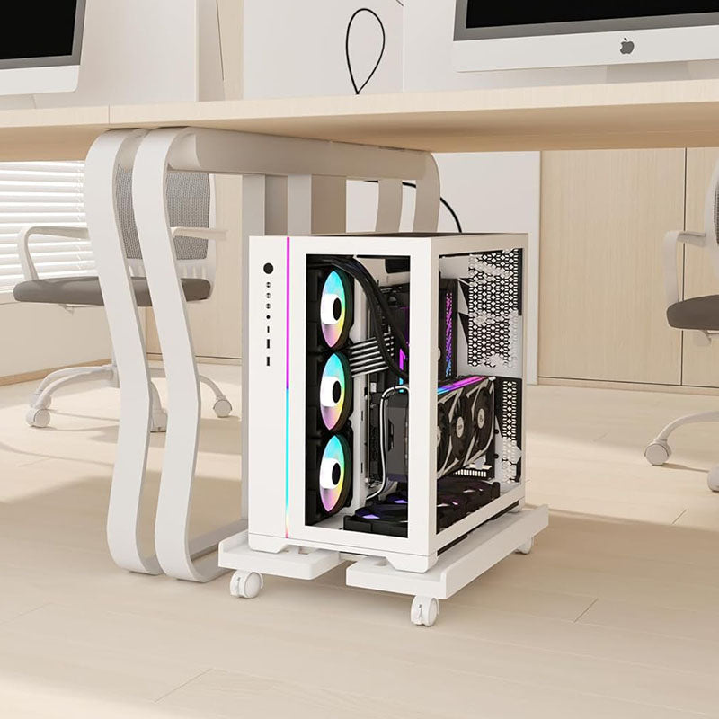 Ventilated Computer Tower Stand Mobile PC Tower Stand with 4 Caster Wheels
