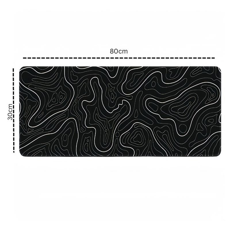 Anti-Slip Topographic Black and White Mouse Pad for Keyboard - 30x80cm