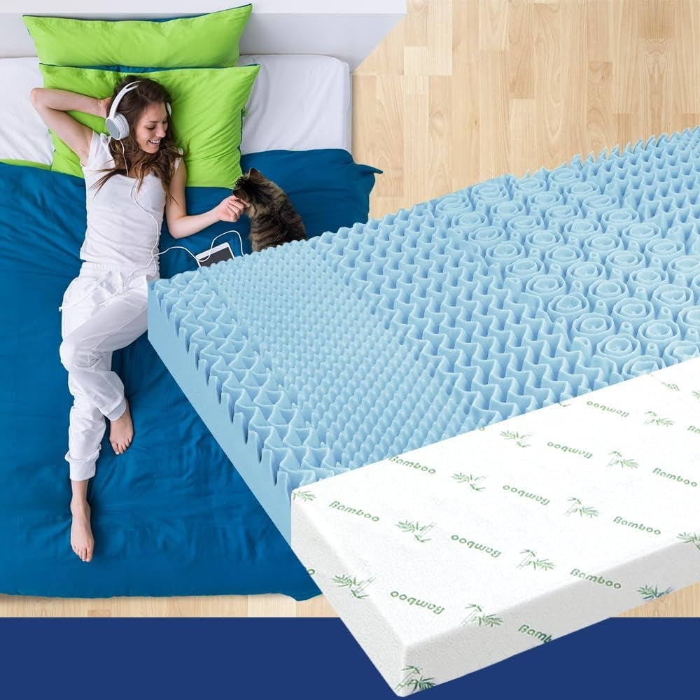 Memory Foam Mattress Topper 7-Zone Gel BAMBOO COVER 5cm