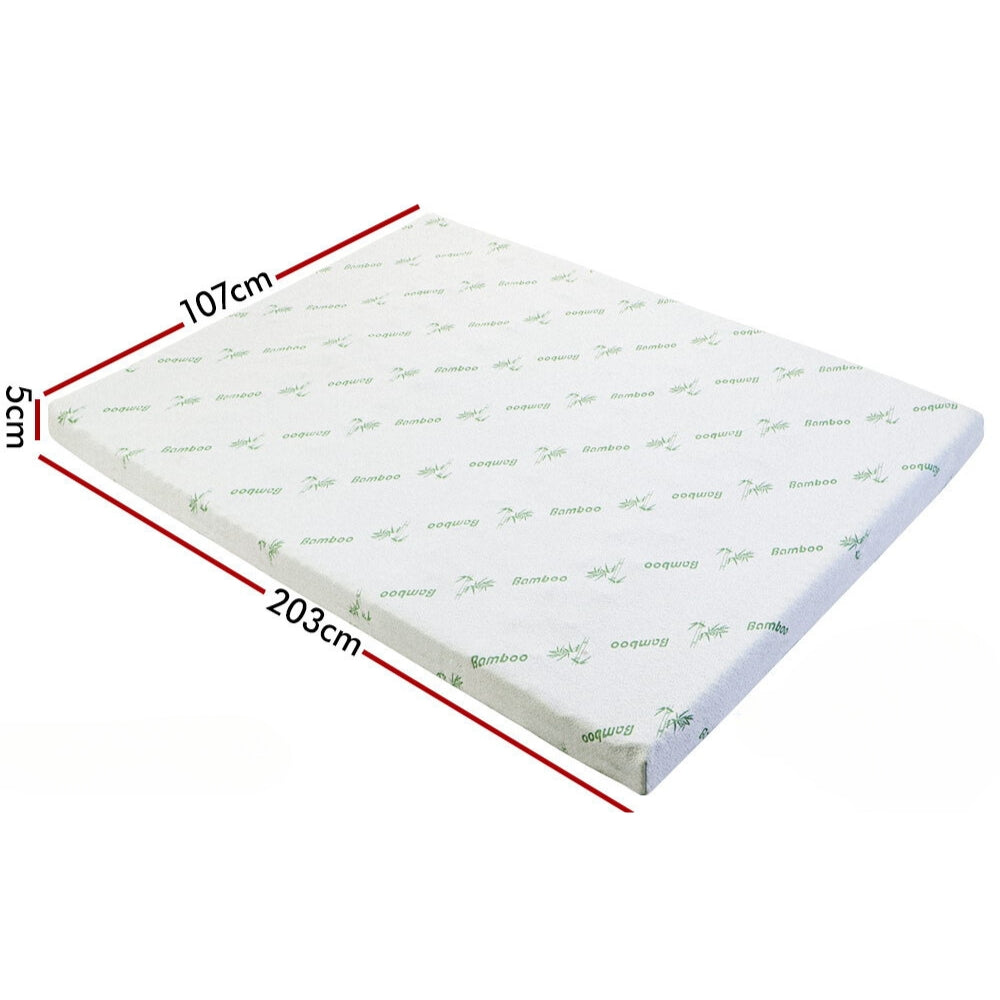 Memory Foam Mattress Topper 7-Zone Gel BAMBOO COVER 5cm