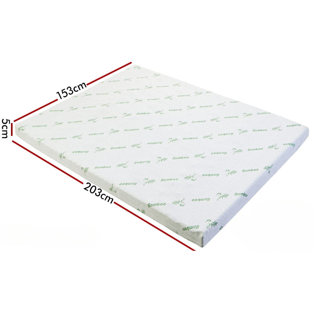 Memory Foam Mattress Topper 7-Zone Gel BAMBOO COVER 5cm