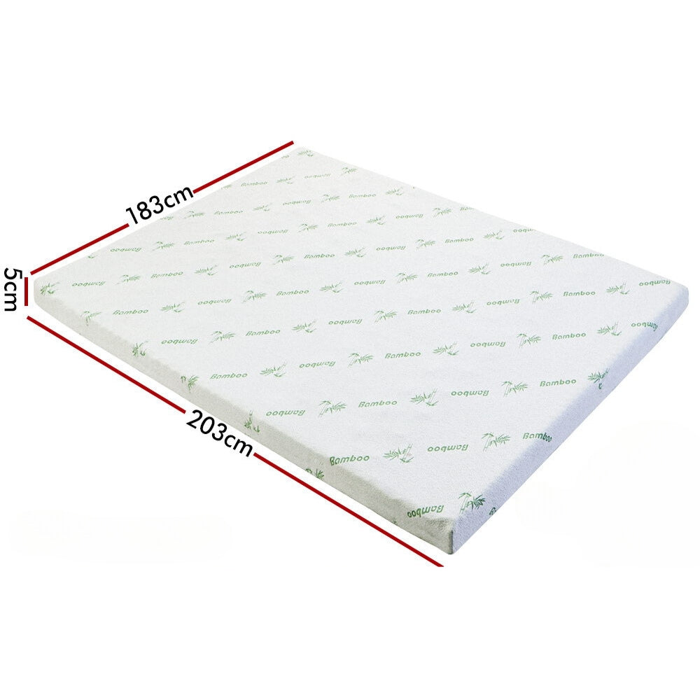 Memory Foam Mattress Topper 7-Zone Gel BAMBOO COVER 5cm