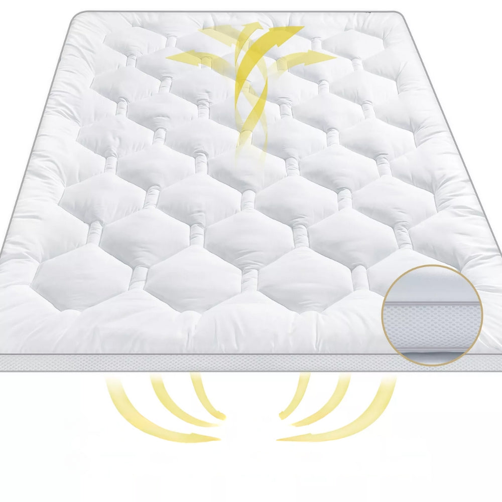 Mattress Topper Pillowtop Luxury Bedding Mat Pad Cover 7 cm