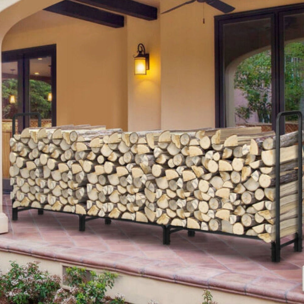 12.7FT Outdoor Firewood Rack with Cover Heavy Duty Firewood Holder