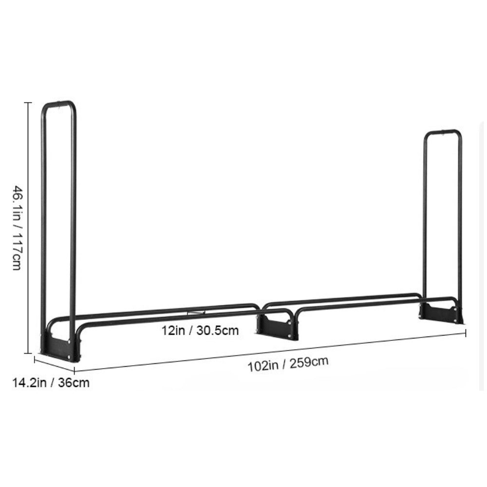 12.7FT Outdoor Firewood Rack with Cover Heavy Duty Firewood Holder