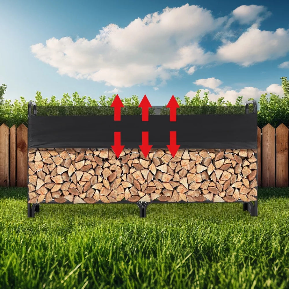 12.7FT Outdoor Firewood Rack with Cover Heavy Duty Firewood Holder