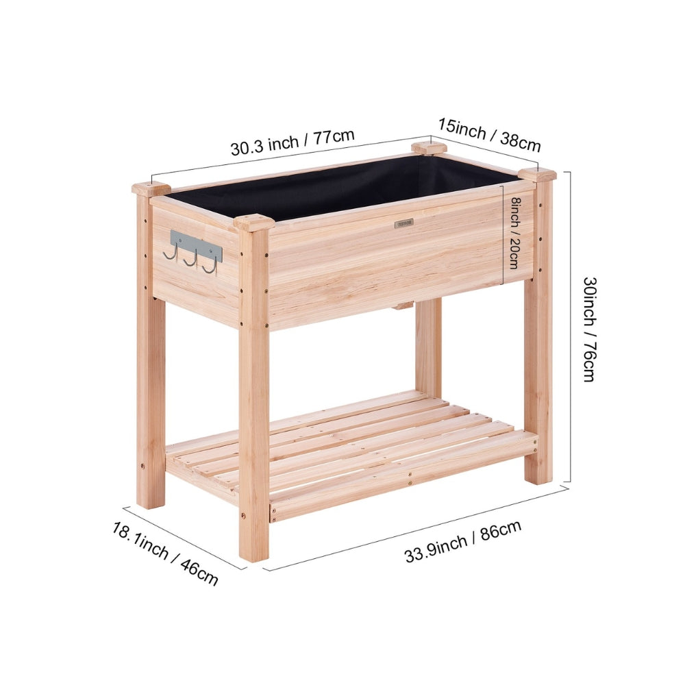 Wooden Raised Garden Bed Planter Box Elevated Floor with Whole Kit and Drainage System