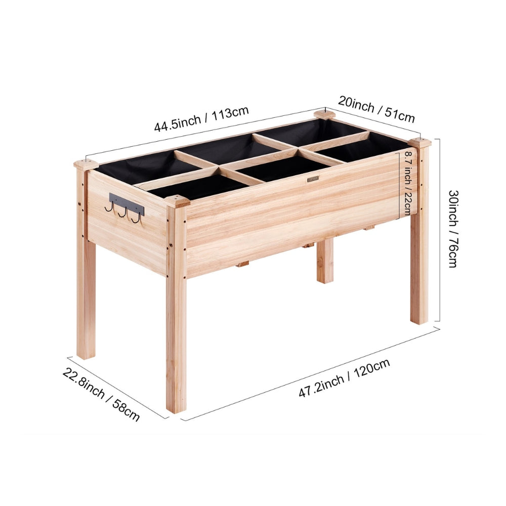 Wooden Raised Garden Bed Planter Box Elevated Floor with Whole Kit and Drainage System
