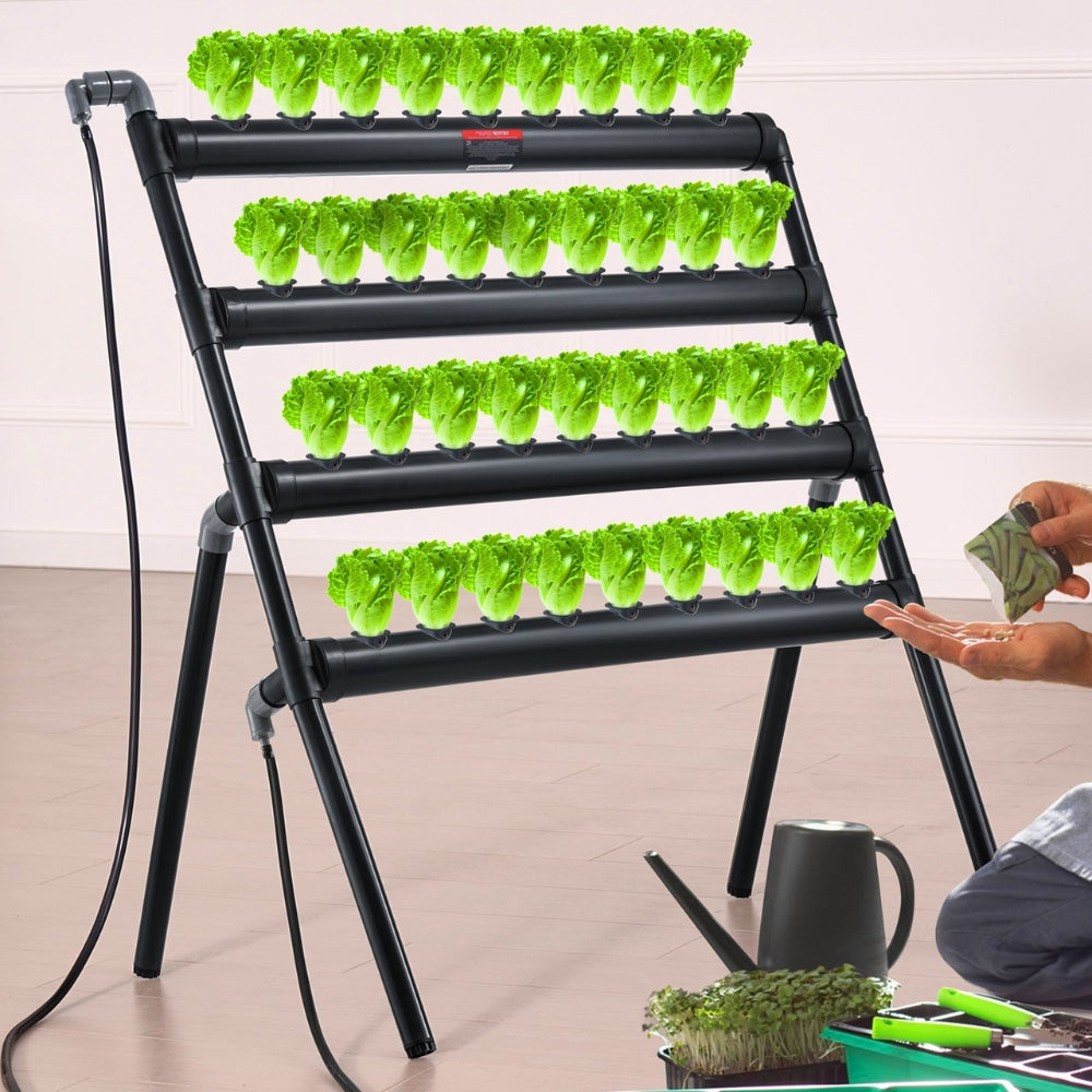 Hydroponics Growing System PVC Pipes Hydroponic Grow Kit with Water Timer Baskets and Sponges