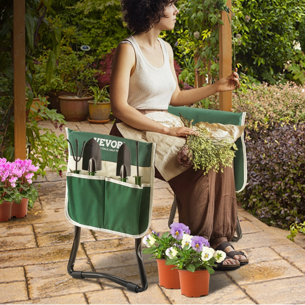 Garden Kneeler and Seat Foldable Garden Stool Kneeling Bench for Gardening with Tool Bag