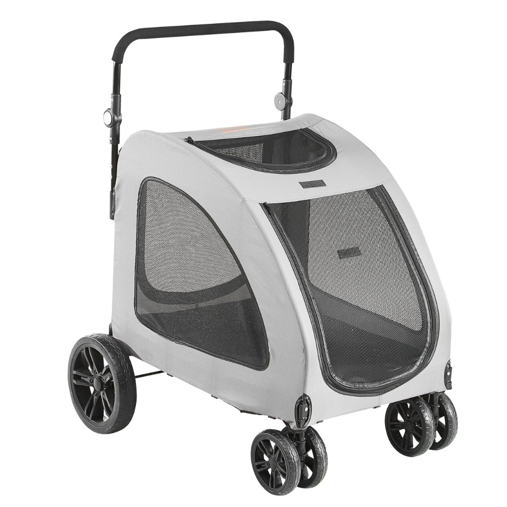 Premium Dog Stroller with 160lbs Capacity 4 Wheels Height Adjustable and Brakes