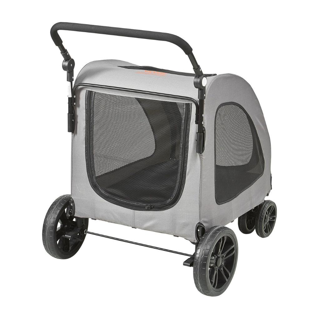 Premium Dog Stroller with 160lbs Capacity 4 Wheels Height Adjustable and Brakes