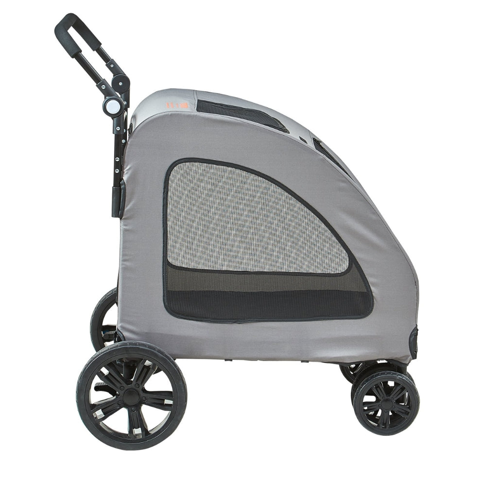 Premium Dog Stroller with 160lbs Capacity 4 Wheels Height Adjustable and Brakes