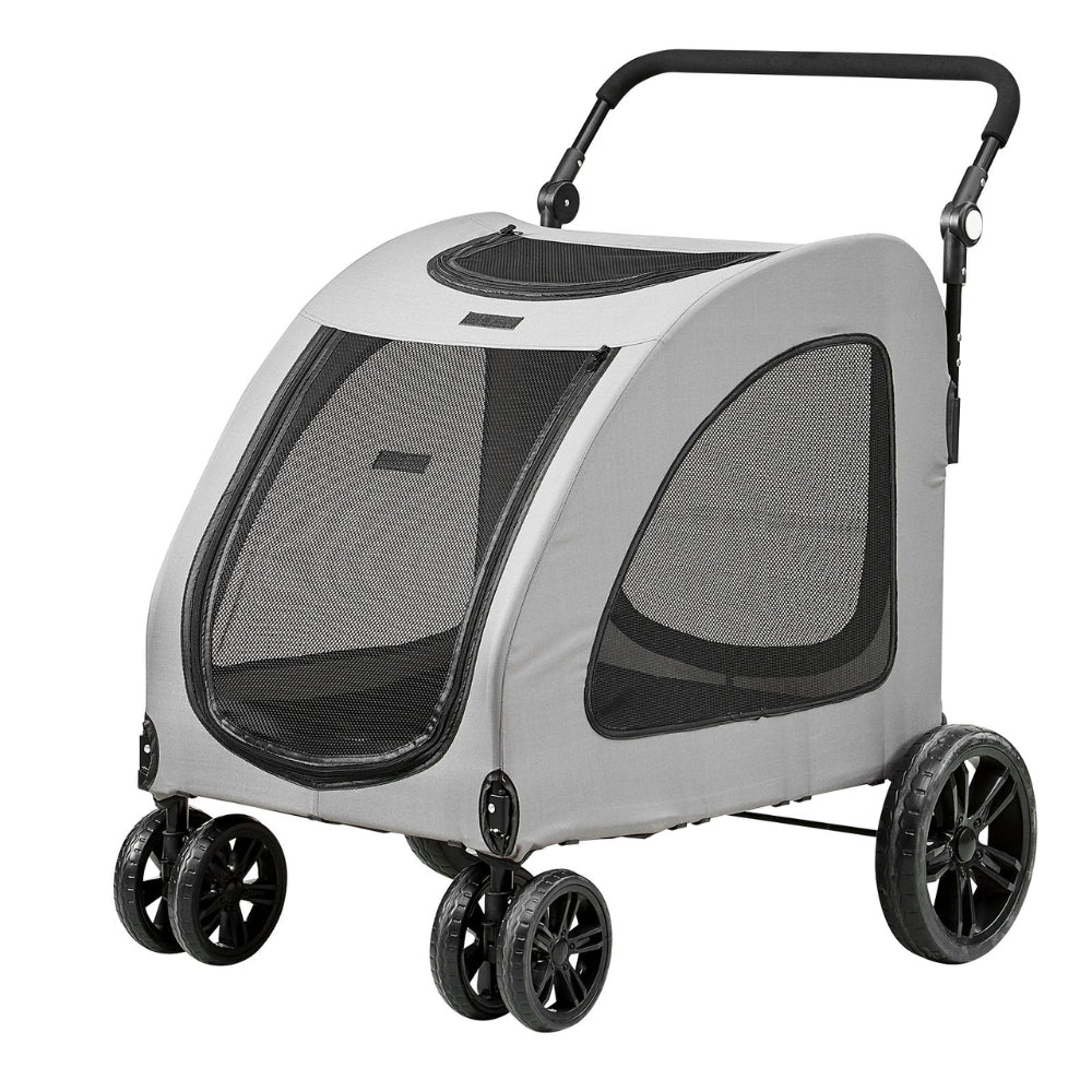 Premium Dog Stroller with 160lbs Capacity 4 Wheels Height Adjustable and Brakes