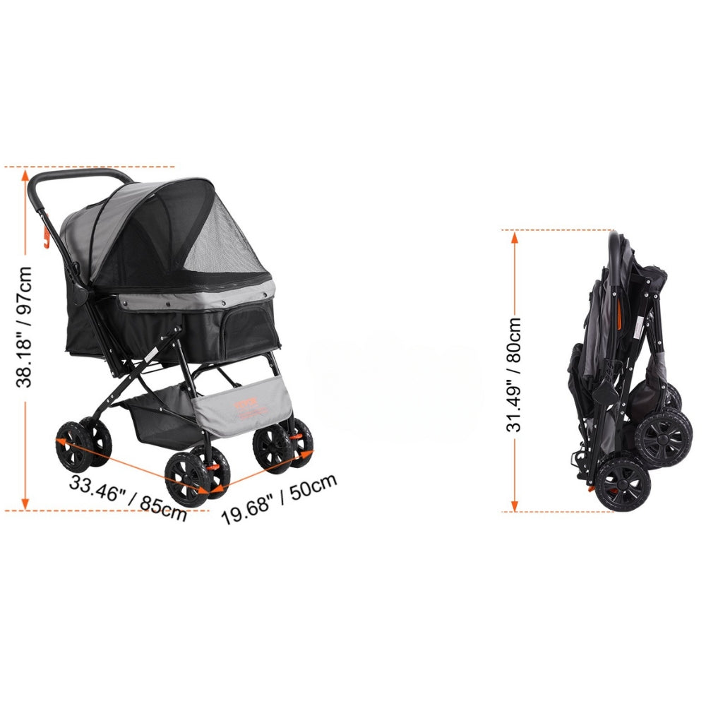 4-Wheel Pet Stroller for Dogs and Cats Perfect for Travel Exercise and Everyday Use