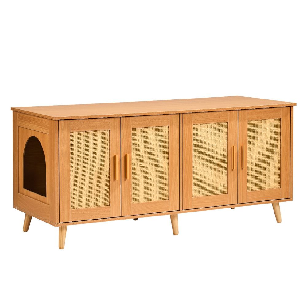 Hansona Cat Litter Box Enclosure for 2 Cats Litter Box Furniture