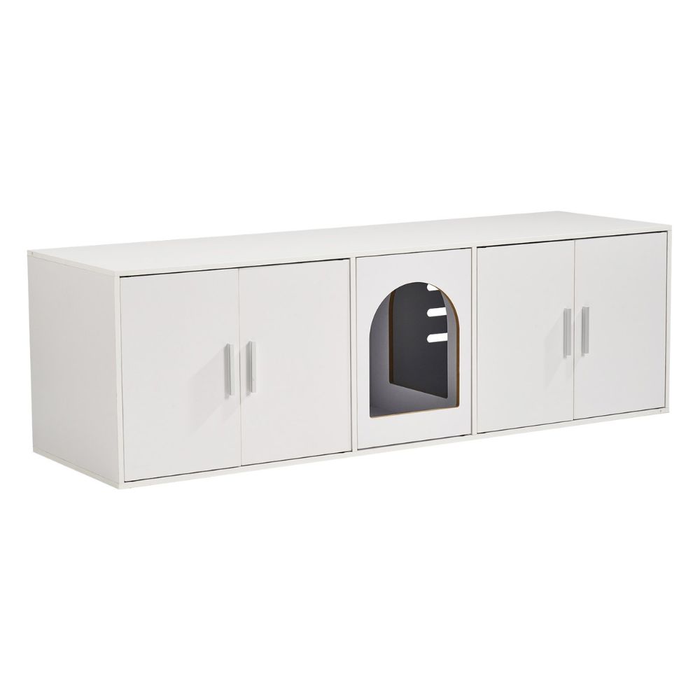 Hansona Cat Litter Box Enclosure for 2 Cats Litter Box Furniture