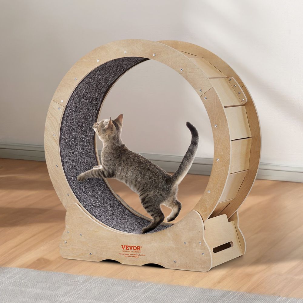 Cat Exercise Wheel Natural Wood Silent Running Toy Treadmill Roller Wheel