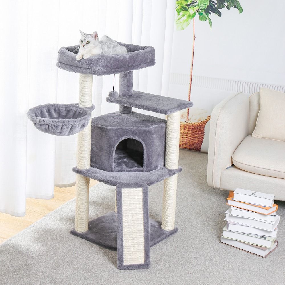 Pet Cat Tree Tower Condo Wood Scratcher with Scratching Post for Cats Climbing Tree