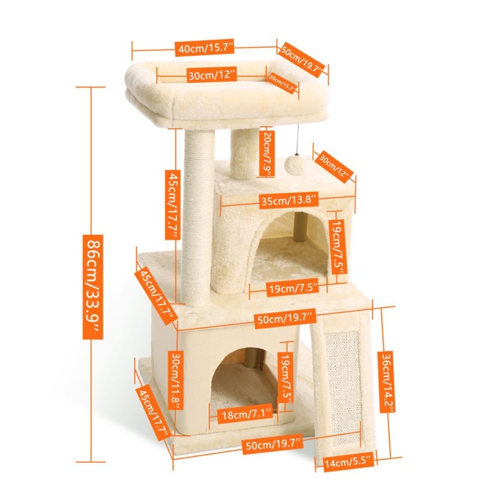 Pet Cat Tree Tower Condo Wood Scratcher with Scratching Post for Cats Climbing Tree