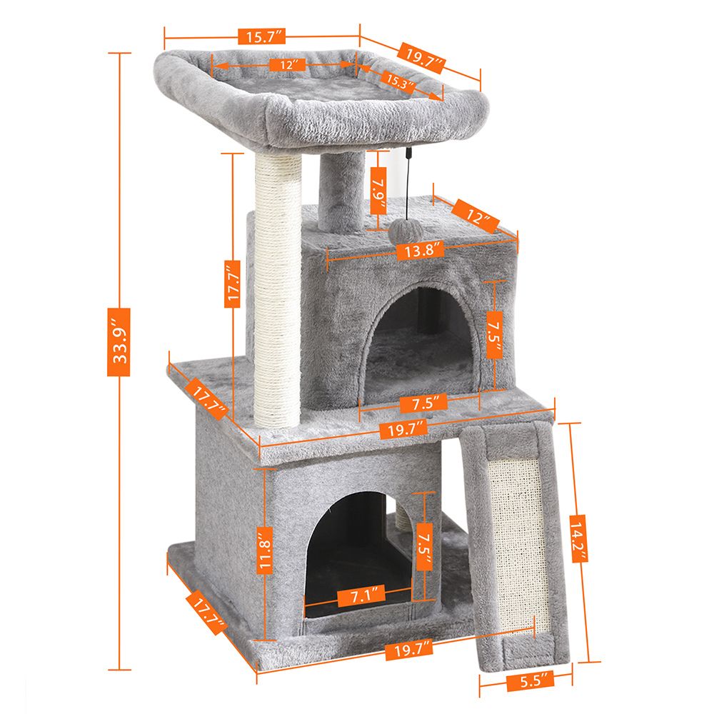Pet Cat Tree Tower Condo Wood Scratcher with Scratching Post for Cats Climbing Tree