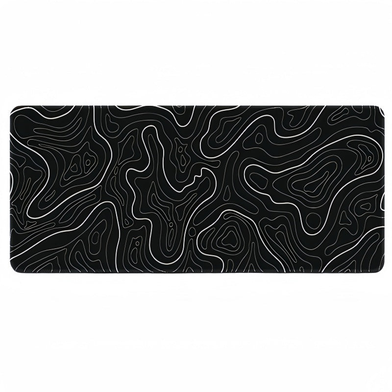 Anti-Slip Topographic Black and White Mouse Pad for Keyboard - 30x80cm