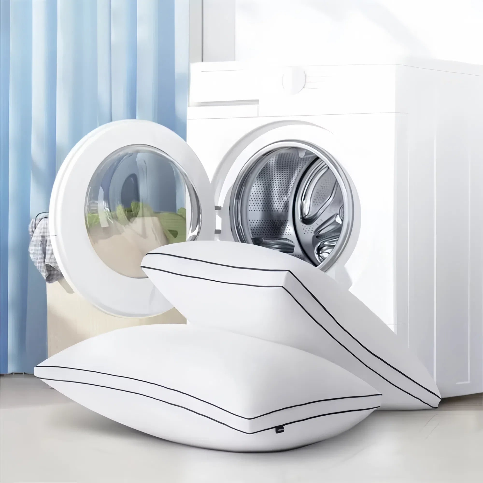 1/2 Pack High Resilience Pillows with Breathable Washable Pillowcases
